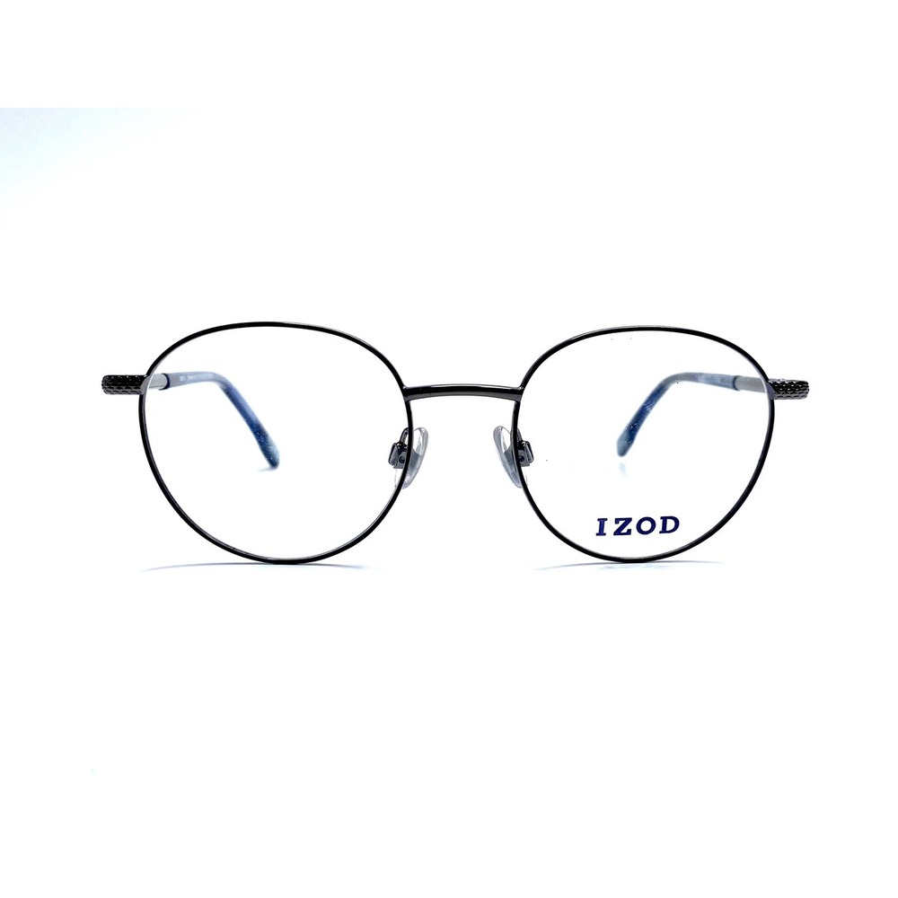 New IZOD Black Silver Pewter Metal Oval Glasses Italy IZ 2110 49 19 145